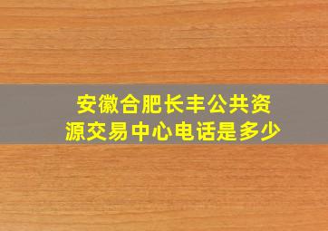 安徽合肥长丰公共资源交易中心电话是多少