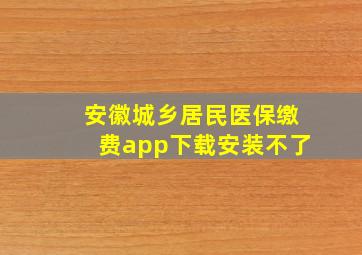 安徽城乡居民医保缴费app下载安装不了