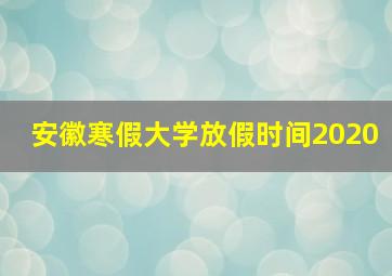 安徽寒假大学放假时间2020