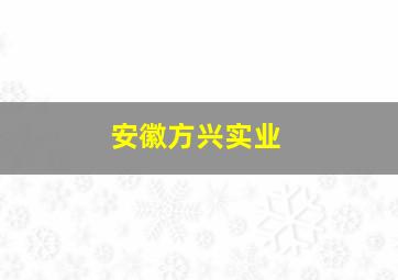 安徽方兴实业