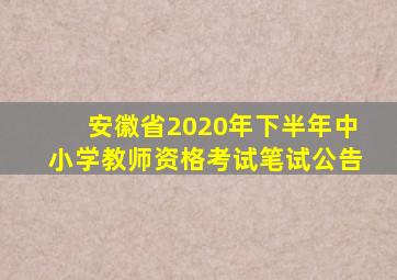 安徽省2020年下半年中小学教师资格考试笔试公告