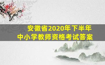 安徽省2020年下半年中小学教师资格考试答案