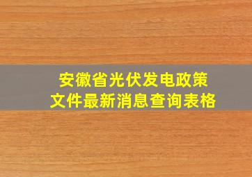 安徽省光伏发电政策文件最新消息查询表格