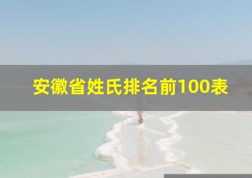 安徽省姓氏排名前100表