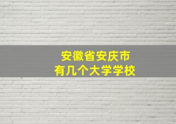 安徽省安庆市有几个大学学校