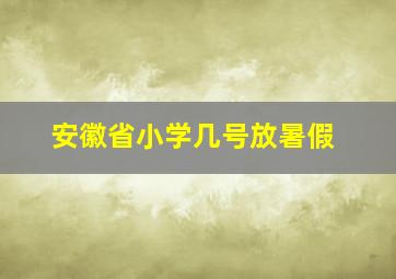 安徽省小学几号放暑假