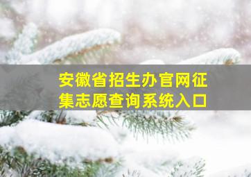 安徽省招生办官网征集志愿查询系统入口