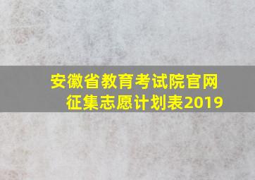 安徽省教育考试院官网征集志愿计划表2019