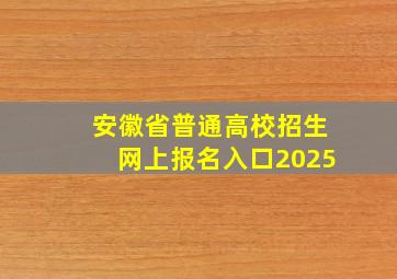 安徽省普通高校招生网上报名入口2025