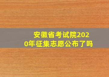 安徽省考试院2020年征集志愿公布了吗