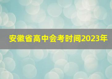 安徽省高中会考时间2023年