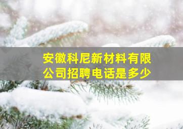 安徽科尼新材料有限公司招聘电话是多少