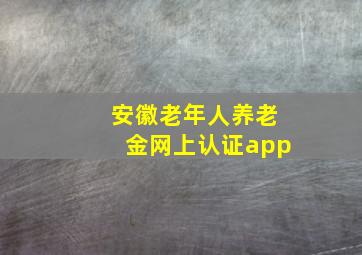 安徽老年人养老金网上认证app