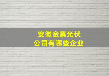 安徽金寨光伏公司有哪些企业