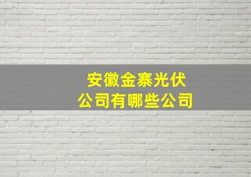 安徽金寨光伏公司有哪些公司