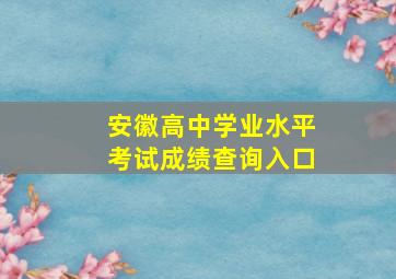 安徽高中学业水平考试成绩查询入口