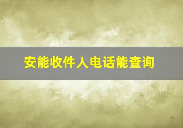 安能收件人电话能查询