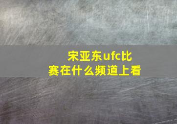 宋亚东ufc比赛在什么频道上看