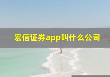 宏信证券app叫什么公司