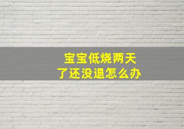 宝宝低烧两天了还没退怎么办