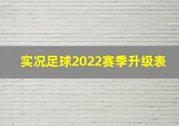 实况足球2022赛季升级表