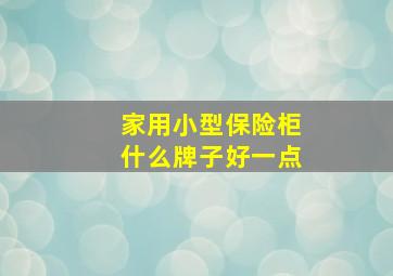 家用小型保险柜什么牌子好一点