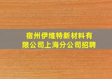 宿州伊维特新材料有限公司上海分公司招聘