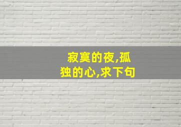 寂寞的夜,孤独的心,求下句