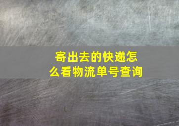 寄出去的快递怎么看物流单号查询