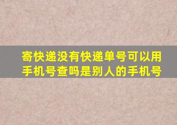 寄快递没有快递单号可以用手机号查吗是别人的手机号