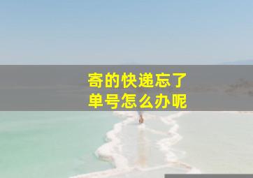 寄的快递忘了单号怎么办呢