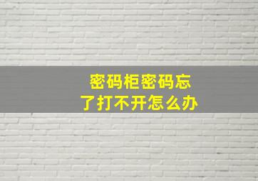 密码柜密码忘了打不开怎么办