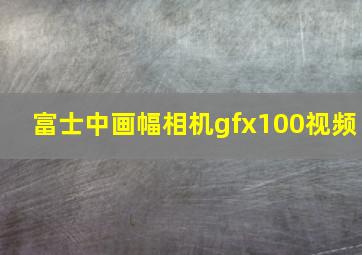 富士中画幅相机gfx100视频