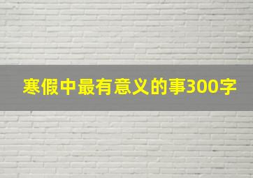 寒假中最有意义的事300字