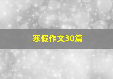 寒假作文30篇