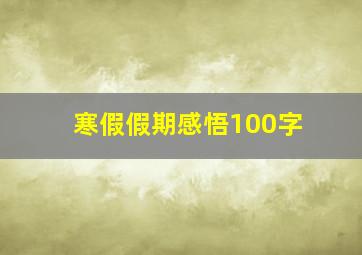 寒假假期感悟100字