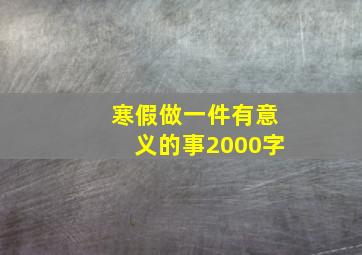 寒假做一件有意义的事2000字