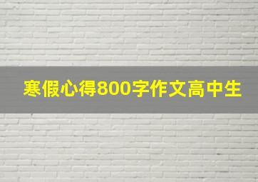 寒假心得800字作文高中生