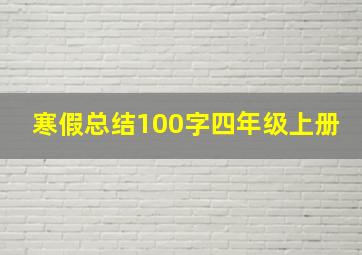 寒假总结100字四年级上册