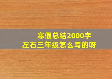 寒假总结2000字左右三年级怎么写的呀