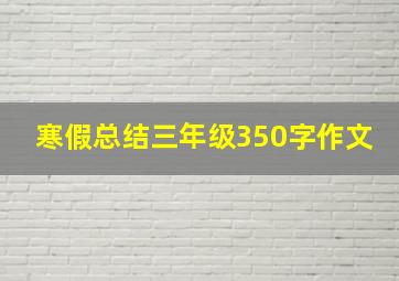 寒假总结三年级350字作文