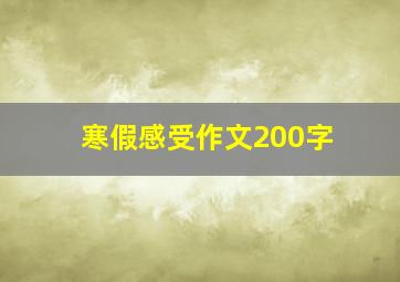 寒假感受作文200字