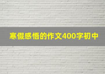 寒假感悟的作文400字初中