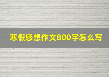 寒假感想作文800字怎么写