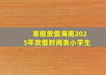 寒假放假海南2025年放假时间表小学生