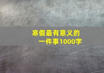 寒假最有意义的一件事1000字