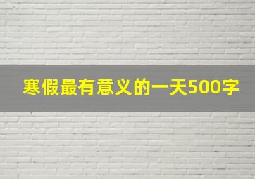 寒假最有意义的一天500字