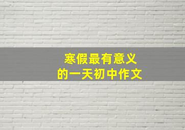 寒假最有意义的一天初中作文