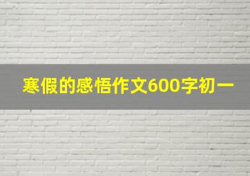 寒假的感悟作文600字初一