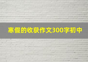 寒假的收获作文300字初中